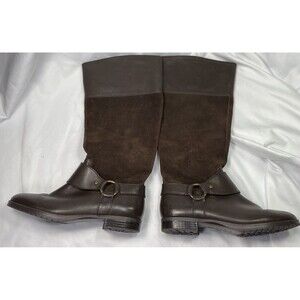 Lauren Ralph Lauren Sulita Brown Tall Riding Boots 6.5B Women Leather Suede